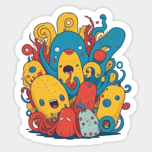 funny octopus cartoon Sticker